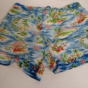 Big Dogs Men's XL Swim Trunk Shorts Print Tropical Island Big Kahuna Beach